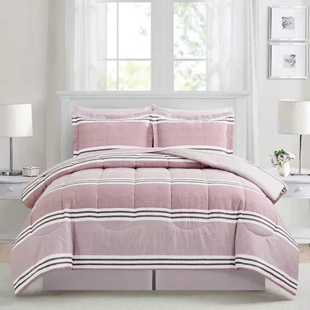 Reversible Color block w a seaside vibe, the Aiden comforter Set.